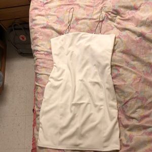 diamond strap white bodycon dress